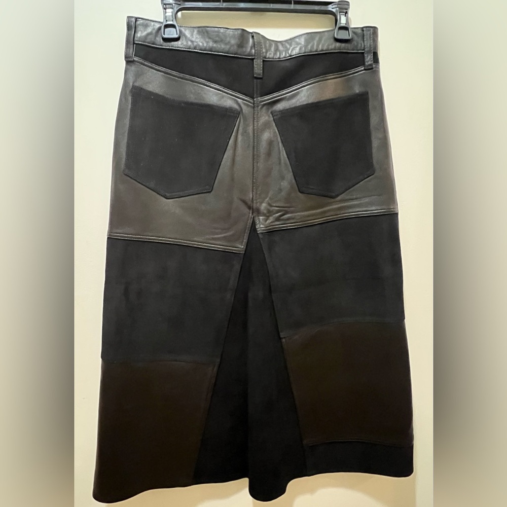 RE/DONE Mid Rise Leather & suede 27/small  Patchwork Skirt NWT - Picture 9 of 15